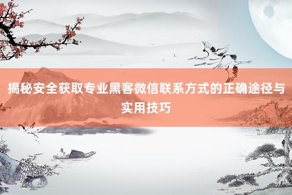 揭秘安全获取专业黑客微信联系方式的正确途径与实用技巧